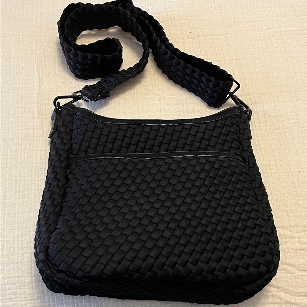 Chic Black Woven Crossbody Bag